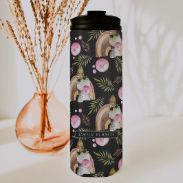 Stilvolles Dinosaur-Muster | Monogram Tumbler Thermosbecher