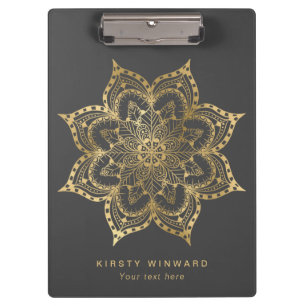 Stilvolles dunkelgraues und goldenes Folien-Boho-M Klemmbrett