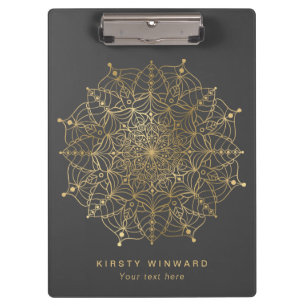 Stilvolles dunkelgraues und goldenes Folien-Boho-M Klemmbrett