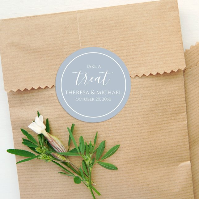 Stilvolles Dusty Blue Simple Take a Leckerei Calli Runder Aufkleber (Von Creator hochgeladen)