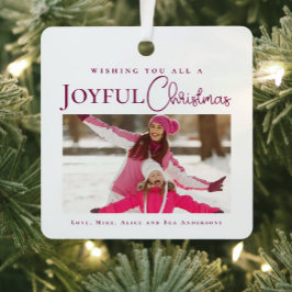 Stilvolles Elegant Magenta Weihnachtsfamilie Foto Ornament Aus Metall
