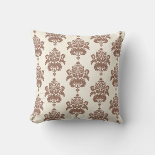 Stilvolles, elegantes, braunes Damasket-Muster Kissen