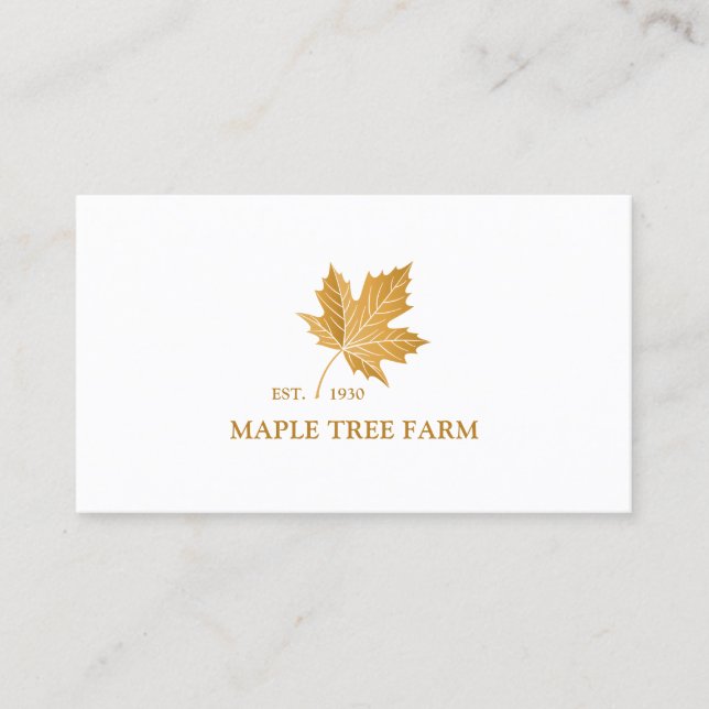 Stilvolles elegantes Gold Ochre Maple Leaf Logo Visitenkarte (Vorderseite)