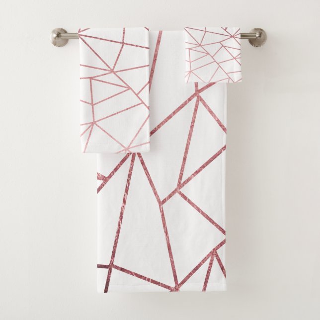 Stilvolles elegantes Imitat-Rosengold geometrisch Badhandtuch Set (Insitu)