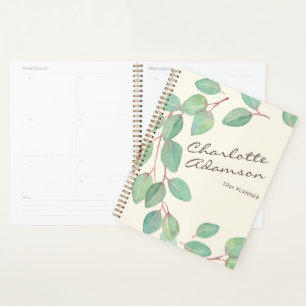 Stilvolles Eukalyptus-Aquarell Individueller Name Planer