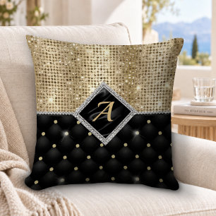 Stilvolles falsches Kristall-Gold-Schwarzdiamant-M Kissen