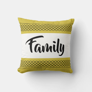 Stilvolles Familienmuster Gelbgold drucken Kissen