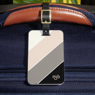 Stilvolles Farbblockmuster mit Monogramm Gepäckanhänger
