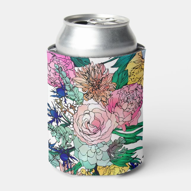 Stilvolles farbenfrohes, florales Muster Dosenkühler (Kanne Vorderseite)