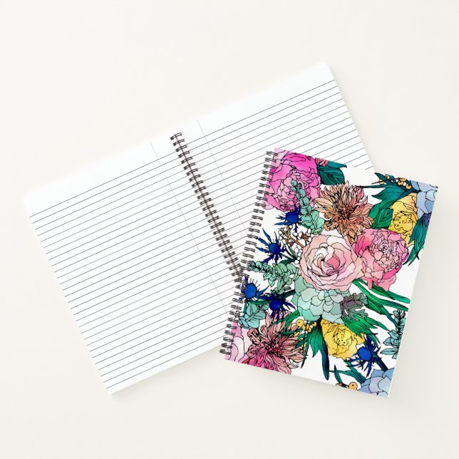 Stilvolles farbenfrohes, florales Muster Notizbuch (Innenseite)