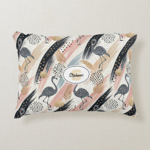 Stilvolles Flamingo- und Brushstroke-Muster Dekokissen