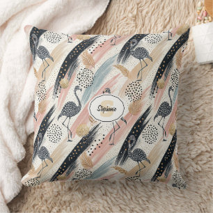 Stilvolles Flamingo- und Brushstroke-Muster Kissen