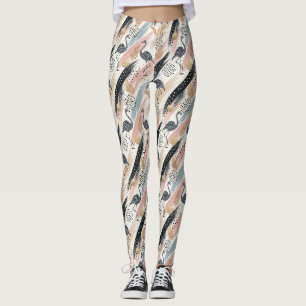 Stilvolles Flamingo- und Brushstroke-Muster Leggings