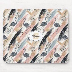 Stilvolles Flamingo- und Brushstroke-Muster Mousepad