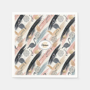 Stilvolles Flamingo- und Brushstroke-Muster Serviette