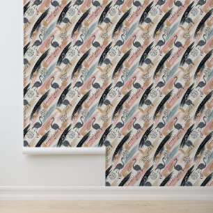 Stilvolles Flamingo- und Brushstroke-Muster Tapete