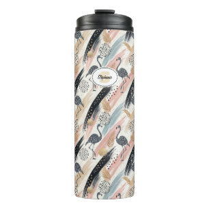 Stilvolles Flamingo- und Brushstroke-Muster Thermosbecher