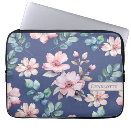 Stilvolles Floral Blue Laptopschutzhülle