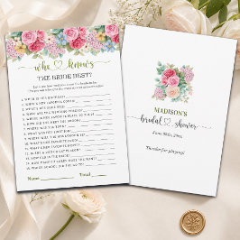 Stilvolles Florales Wer kennt die Braut am besten Einladung