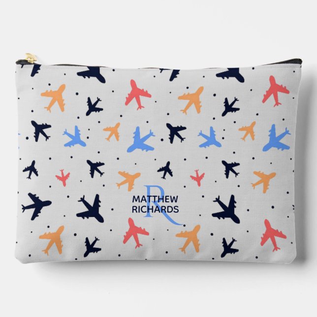 Stilvolles Flugzeug Flight Pattern Personalisiert Zubehörtasche (Vorderseite)