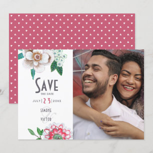 Stilvolles Foto in Weiß und Rot Save the Date