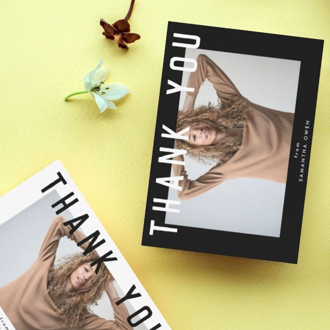 stilvolles Foto mit weißem Chic Dankeskarte (Von Creator hochgeladen)