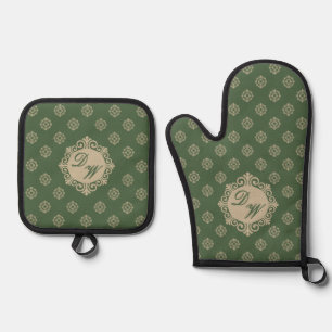 Stilvolles Foularddesign in Sage Green Ofenhandschuh & Topflappen-Set