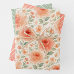Stilvolles französisches Shabby-Chic-Blumenkunstmu Geschenkpapier Set