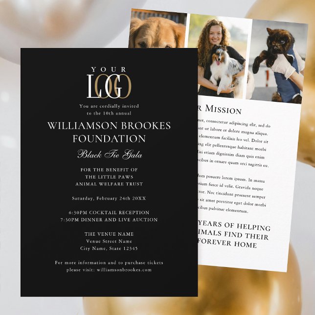 Stilvolles Gala Custom Event Logo Foto Schwarz-wei Einladung (Von Creator hochgeladen)