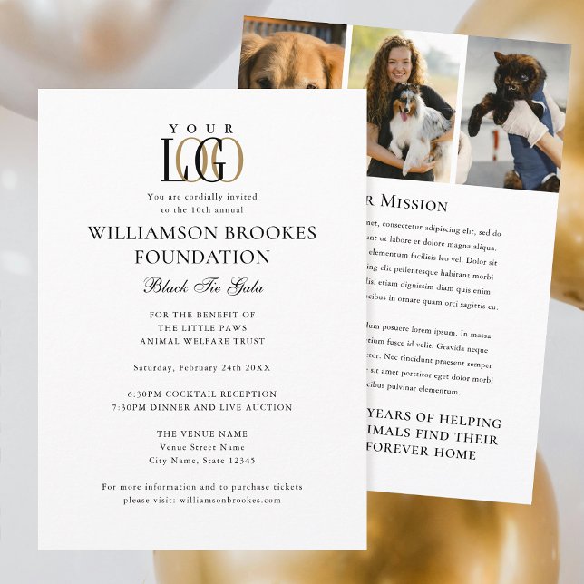 Stilvolles Gala Custom Event Logo Foto Weiß Schwar Einladung (Von Creator hochgeladen)