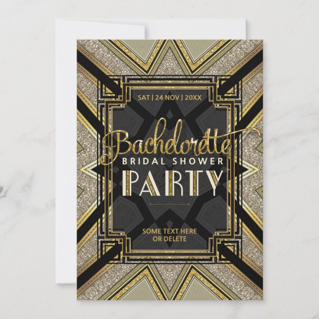 Stilvolles Gatsby Girls Bachelorette Brautparty Einladung (Vorderseite)