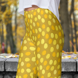 Stilvolles Gelb- und Zitronencurry-Polka-Dot-Muste Leggings