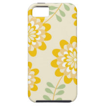 Stilvolles gelbes Blumenmuster - Creme