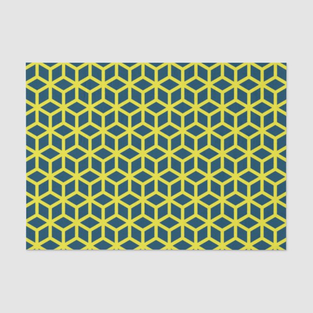 Stilvolles, gelbes geometrisches Muster Seidenpapier (Vorderseite)