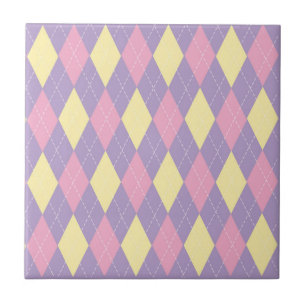 Stilvolles gelbes rosa lila Argyle-Muster Fliese