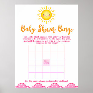 Stilvolles gelbes Sonnenschein-Bingo-Spiel für Bab Poster