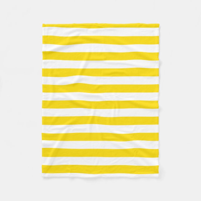 Stilvolles gelbes Weiß Stripes dekorative Fleecedecke (Vorderseite)