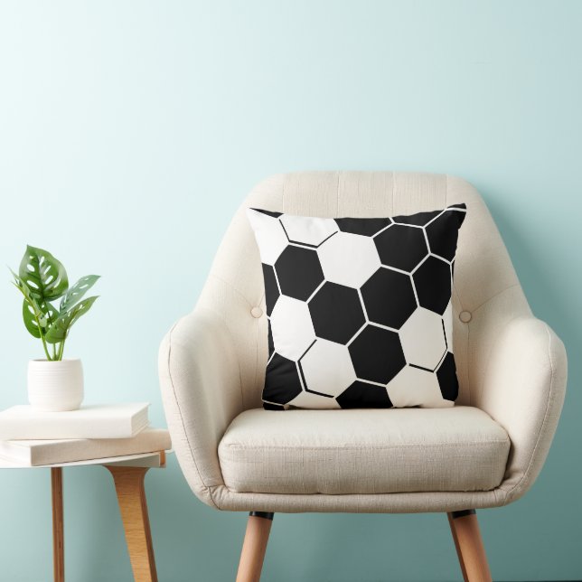 Stilvolles geometrisches Hexagon Weiß & Schwarz Kissen (Stuhl )