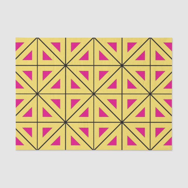Stilvolles geometrisches Muster aus Gelb und Rosa Seidenpapier (Vorderseite)