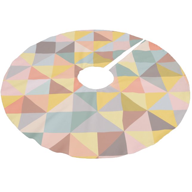 Stilvolles geometrisches Muster im Herbst-Erdton Polyester Weihnachtsbaumdecke (Schrägansicht)