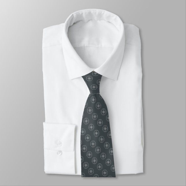 Stilvolles geometrisches Rosette-Muster OffBlack Krawatte (Gebunden)