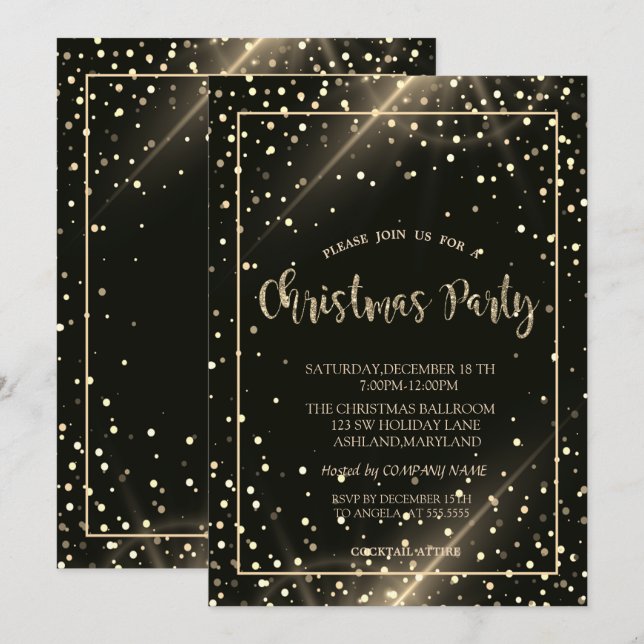Stilvolles Gold Dots Company Weihnachtsfest Party Einladung (Vorne/Hinten)