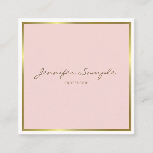Stilvolles Gold erröten der rosa Luxe Quadratische Visitenkarte (Vorderseite)