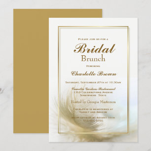Stilvolles Gold Feather Bridal Brunch Einladung