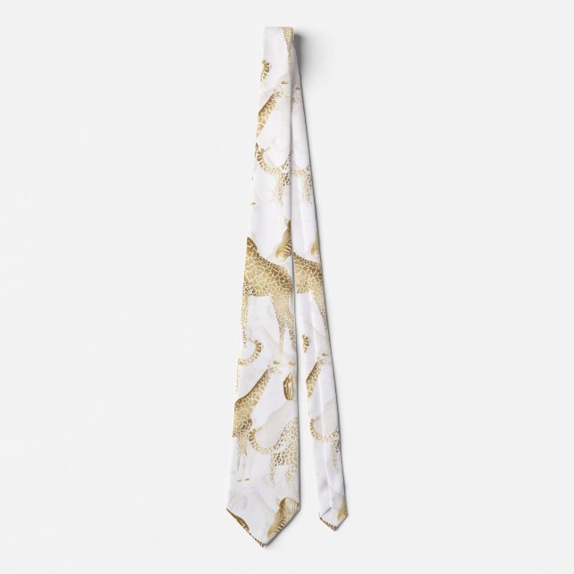 Stilvolles Gold Jungle Wild Animals Muster Krawatte (Vorderseite)