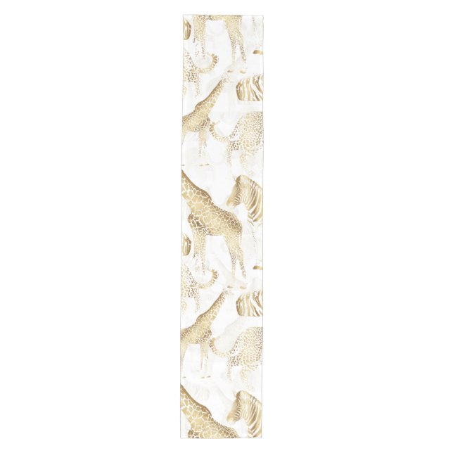 Stilvolles Gold Jungle Wild Animals Muster Mittelgroßer Tischläufer (Vorderseite)