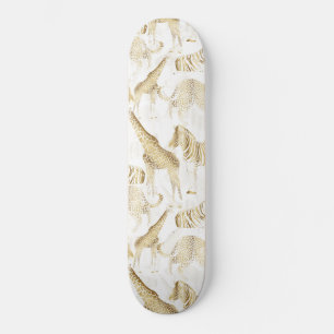 Stilvolles Gold Jungle Wild Animals Muster Skateboard