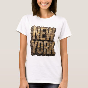 Stilvolles Gold NEW YORK Statement-Design T-Shirt