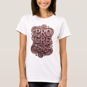 Stilvolles Gold PROGRESS Grafikdesign T-Shirt