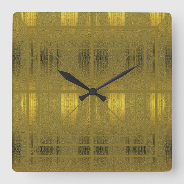 Stilvolles Gold Quadratische Wanduhr (Vorderseite)